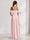 Chiffon Sheath/Column Off-the-Shoulder Floor-Length Bridesmaid Dress With Scarf & Split Side