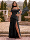 Chiffon Sheath/Column Off-the-Shoulder Floor-Length Bridesmaid Dress With Scarf & Split Side