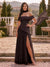 Chiffon Sheath/Column Off-the-Shoulder Floor-Length Bridesmaid Dress With Scarf & Split Side