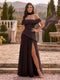 Chiffon Sheath/Column Off-the-Shoulder Floor-Length Bridesmaid Dress With Scarf & Split Side