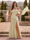 Chiffon Sheath/Column Off-the-Shoulder Floor-Length Bridesmaid Dress With Scarf & Split Side