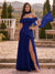 Chiffon Sheath/Column Off-the-Shoulder Floor-Length Bridesmaid Dress With Scarf & Split Side