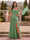 Chiffon Sheath/Column Off-the-Shoulder Floor-Length Bridesmaid Dress With Scarf & Split Side