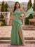 Chiffon Sheath/Column Off-the-Shoulder Floor-Length Bridesmaid Dress With Scarf & Split Side