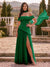 Chiffon Sheath/Column Off-the-Shoulder Floor-Length Bridesmaid Dress With Scarf & Split Side