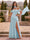 Chiffon Sheath/Column Off-the-Shoulder Floor-Length Bridesmaid Dress With Scarf & Split Side