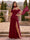 Chiffon Sheath/Column Off-the-Shoulder Floor-Length Bridesmaid Dress With Scarf & Split Side