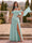 Chiffon Sheath/Column Off-the-Shoulder Floor-Length Bridesmaid Dress With Scarf & Split Side