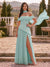 Chiffon Sheath/Column Off-the-Shoulder Floor-Length Bridesmaid Dress With Scarf & Split Side