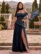 Chiffon Sheath/Column Off-the-Shoulder Floor-Length Bridesmaid Dress With Scarf & Split Side
