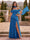 Chiffon Sheath/Column Off-the-Shoulder Floor-Length Bridesmaid Dress With Scarf & Split Side