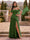 Chiffon Sheath/Column Off-the-Shoulder Floor-Length Bridesmaid Dress With Scarf & Split Side