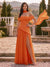 Chiffon Sheath/Column Off-the-Shoulder Floor-Length Bridesmaid Dress With Scarf & Split Side