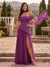 Chiffon Sheath/Column Off-the-Shoulder Floor-Length Bridesmaid Dress With Scarf & Split Side