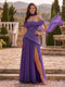 Chiffon Sheath/Column Off-the-Shoulder Floor-Length Bridesmaid Dress With Scarf & Split Side