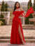 Chiffon Sheath/Column Off-the-Shoulder Floor-Length Bridesmaid Dress With Scarf & Split Side