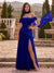 Chiffon Sheath/Column Off-the-Shoulder Floor-Length Bridesmaid Dress With Scarf & Split Side