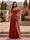 Chiffon Sheath/Column Off-the-Shoulder Floor-Length Bridesmaid Dress With Scarf & Split Side