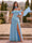 Chiffon Sheath/Column Off-the-Shoulder Floor-Length Bridesmaid Dress With Scarf & Split Side
