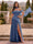 Chiffon Sheath/Column Off-the-Shoulder Floor-Length Bridesmaid Dress With Scarf & Split Side