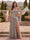 Chiffon Sheath/Column Off-the-Shoulder Floor-Length Bridesmaid Dress With Scarf & Split Side