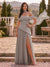 Chiffon Sheath/Column Off-the-Shoulder Floor-Length Bridesmaid Dress With Scarf & Split Side