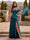 Chiffon Sheath/Column Off-the-Shoulder Floor-Length Bridesmaid Dress With Scarf & Split Side