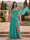 Chiffon Sheath/Column Off-the-Shoulder Floor-Length Bridesmaid Dress With Scarf & Split Side