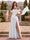 Chiffon Sheath/Column Off-the-Shoulder Floor-Length Bridesmaid Dress With Scarf & Split Side