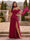 Chiffon Sheath/Column Off-the-Shoulder Floor-Length Bridesmaid Dress With Scarf & Split Side