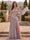 Chiffon Sheath/Column Off-the-Shoulder Floor-Length Bridesmaid Dress With Scarf & Split Side