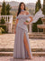 Chiffon Sheath/Column Off-the-Shoulder Floor-Length Bridesmaid Dress With Scarf & Split Side