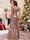 Sheath/Column One Shoulder Floor-Length Christmas Dresses with Pleats & Split Side