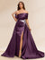 Sheath/Column Off the Shoulder Floor-Length Detachable Evening Dresses with Overskirt & Appliques