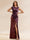 Sheath/Column Boat Neck Floor-Length Evening Dresses with Sequins & Split Side