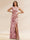 Sheath/Column Boat Neck Floor-Length Evening Dresses with Sequins & Split Side