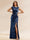 Sheath/Column Boat Neck Floor-Length Evening Dresses with Sequins & Split Side