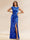 Sheath/Column Boat Neck Floor-Length Evening Dresses with Sequins & Split Side