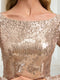 Sequin Sheath/Column Scoop Long Sleeves Floor-Length Evening Dresses with Beading