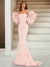 Satin Trumpet/Mermaid Strapless Long Sleeves with Feather Sweep train/brush train Evening Dresses