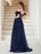 Sheath/Column Off-the-Shoulder Spaghetti Straps Maxi Tulle Evening Dresses with Feathers & Appliques