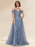 Sheath/Column Off-the-Shoulder Spaghetti Straps Maxi Tulle Evening Dresses with Sequin Appliques