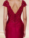 Sheath/Column V-Neck Sweep Brush Train Ruched Evening Dresses with Sequin Appliques