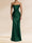 Sheath/Column Strapless Sleeveless Sweep train Ruched Evening Dresses With Shawl