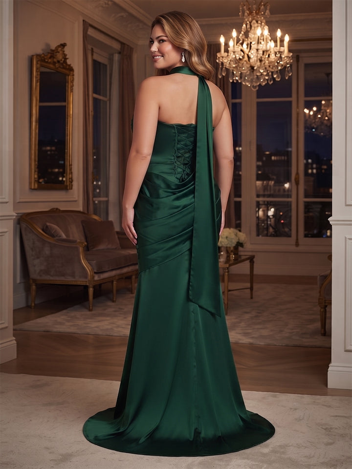 Sheath/Column Strapless Sleeveless Sweep Train Plus Size Evening Dresses With Shawl &amp; Ruched