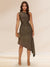 Sheath/Column Sleeveless Knee-Length Metallic Asymmetrical Cocktail Dresses