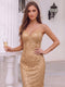 Sheath/Column Spaghetti Straps Lace Midi Cocktail Dresses