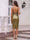 Sheath/Cloumn Spaghetti Straps Metallic Ruched Midi Cocktail Dresses