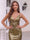Sheath/Cloumn Spaghetti Straps Metallic Ruched Midi Cocktail Dresses