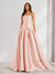 A-Line/Princess Strapless Sweep Train Ruched Prom Dresses